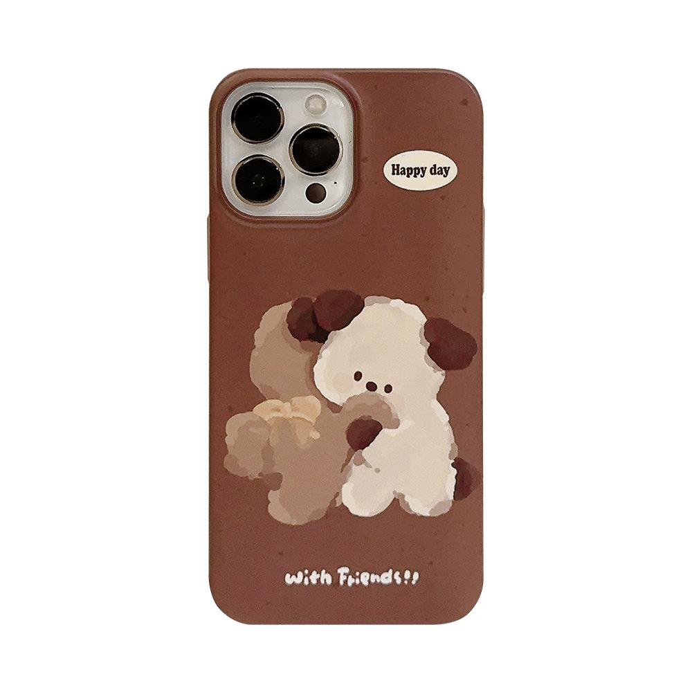Применимо к 13 iPhone 15 Promax Коричневый щенок 16 Philin 11 Осень и зима Милый 14 Матовый