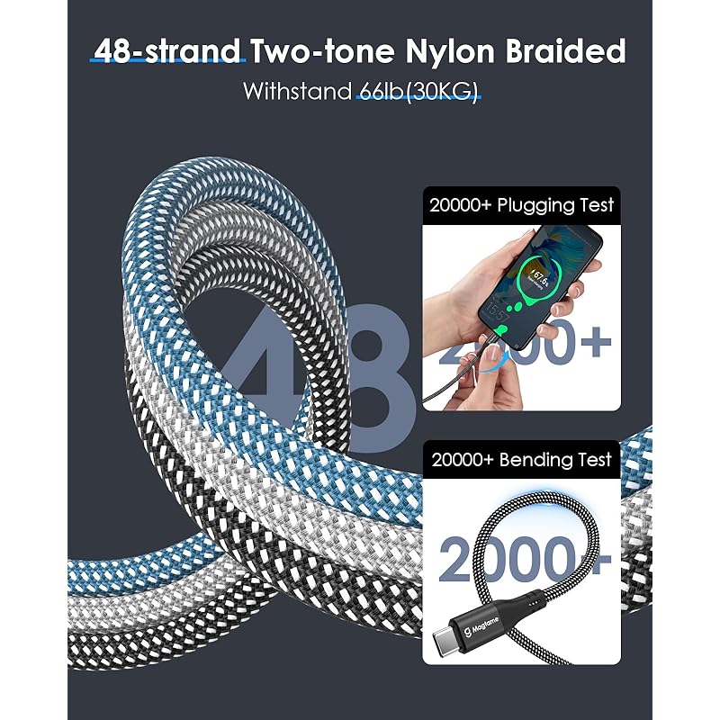 Magtame Usb C Cable Fast Charging Magnetic Attraction Prevents Tangling Type C Cable 60W/PD Compatible Shape Memory Usbc&usbc Cable Metal Connector