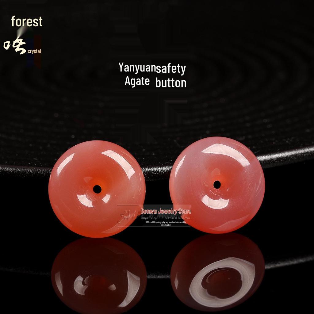 Senwu Natural Yanyuan Agate Peace Buckle Carved Pendant - Vermilion DIY Jewelry Accessory