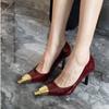 2025 New Patent Leather Women Pumps Fashion Metal Pointed Toe Slip On Shoes Ladies Elegant High Heel Stripper Party Sandals