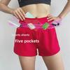 Women's Summer Quick-Drying Elastic Yoga and Running Shorts with Faux Two-Piece Design