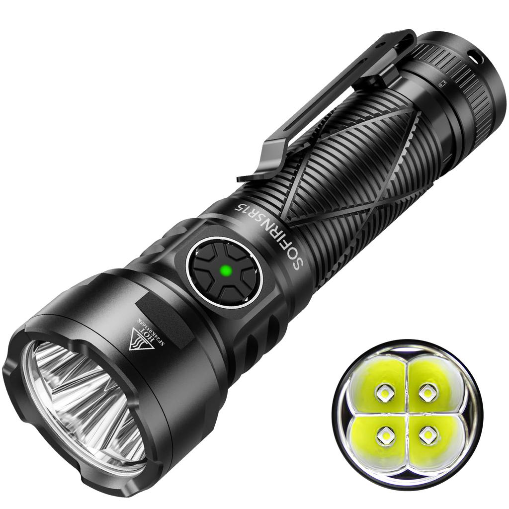 Sofirn SR15 Powerful LED Military 4500 High 8 Magnetic Tail IP68 Ideal for Emergency Power and Camping Flashlight, Flashlight, Grade, Strongest,