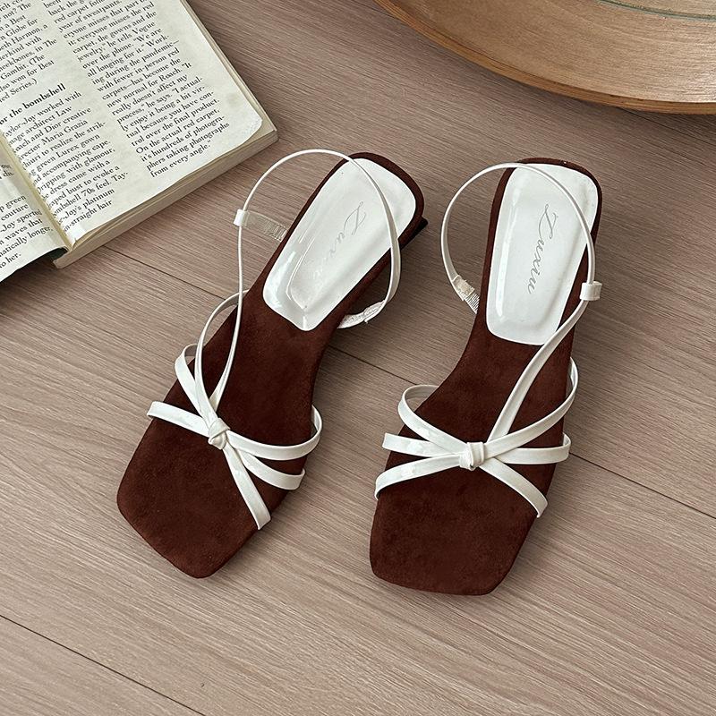 One word with high heels sandals women's head temperament open toe with skirt retro wedge heel shoes summer sandals