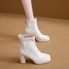 Зимняя мода Толстый каблук Женские ботильоны Модная обувь с квадратным носком Уличный стиль Банкетная вечеринка Короткие ботильоны Женские