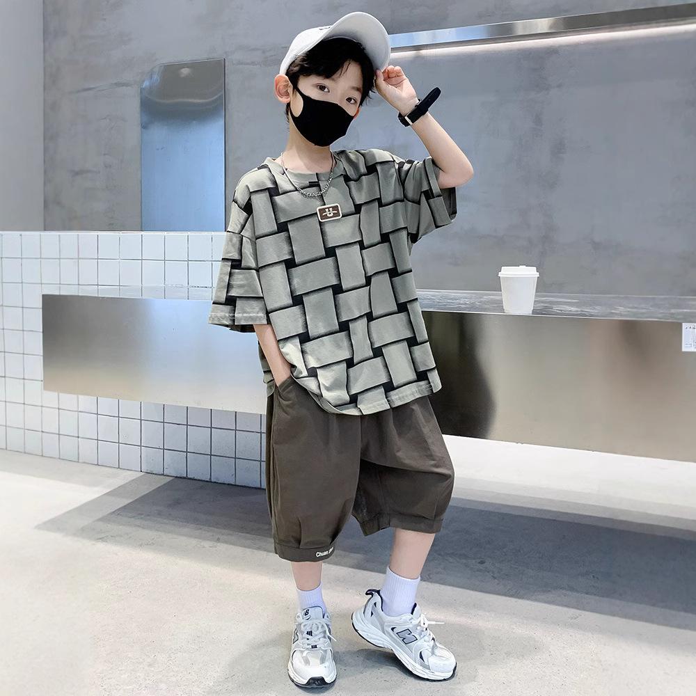 Boys Fashion Short-sleeved Suit 2025 Summer Children Loose Thin Suit
