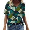 Летняя футболка с V-образным вырезом, 3D-принтом, в стиле ретро, с нерегулярными геометрическими узорами, модная, повседневная, с короткими рукавами, женская