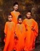 Stylish Georgette Moroccan Wedding Hand Work Orange Kids Kaftan Ramzan Eid Kids Long Gown