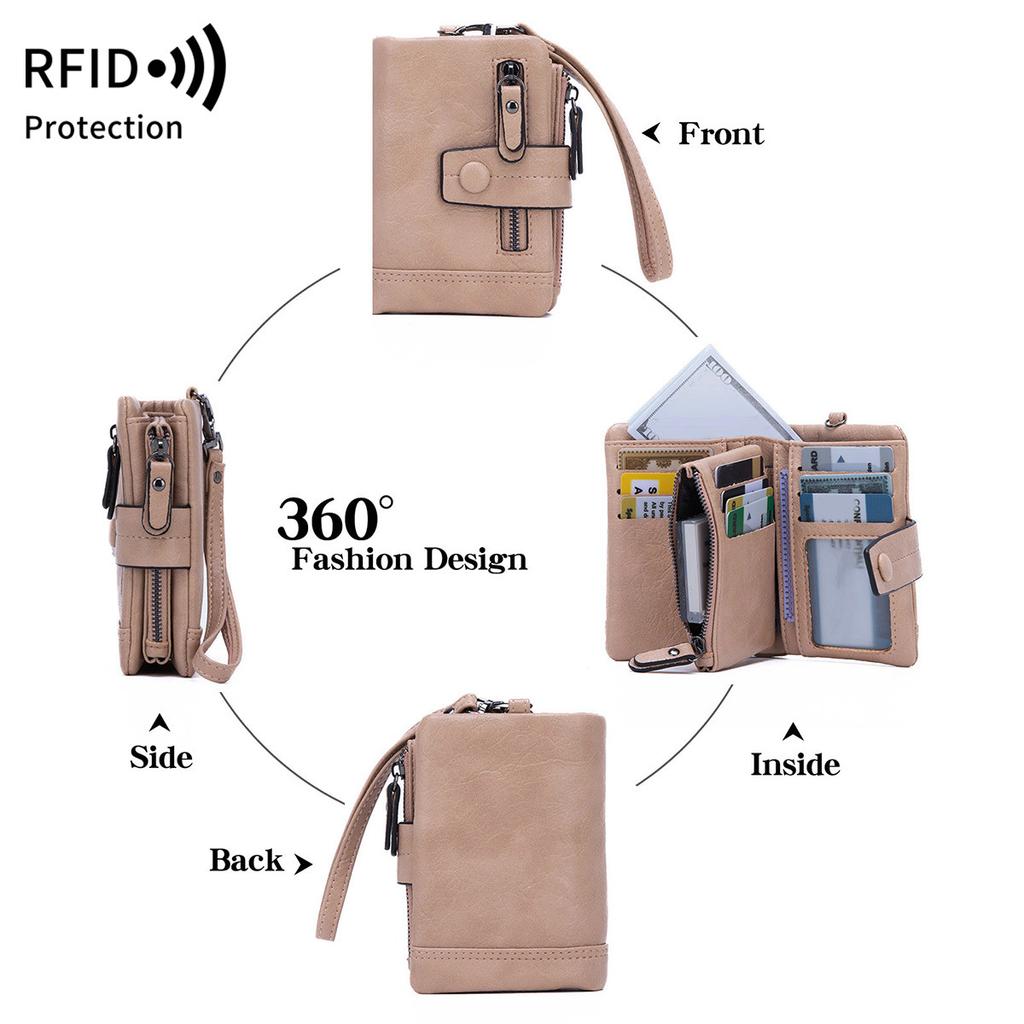 New Women's Wallet Fashion Zipper Buckle Clutch Multi-function Short Change Bag