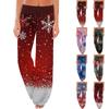 Women's Comfortable Pajama Pants Pants Christmas Print Drawstring Wide Leg Pants