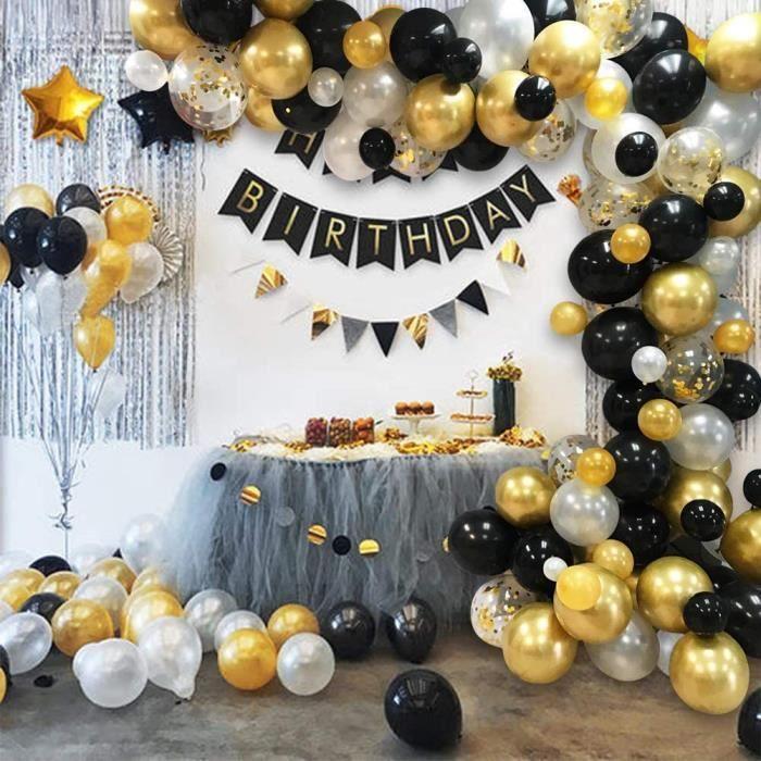 Guirlande de Ballons - Non spécifié - 100pcs - Noir, Blanc, Or - Kit Décoration Fête - Latex