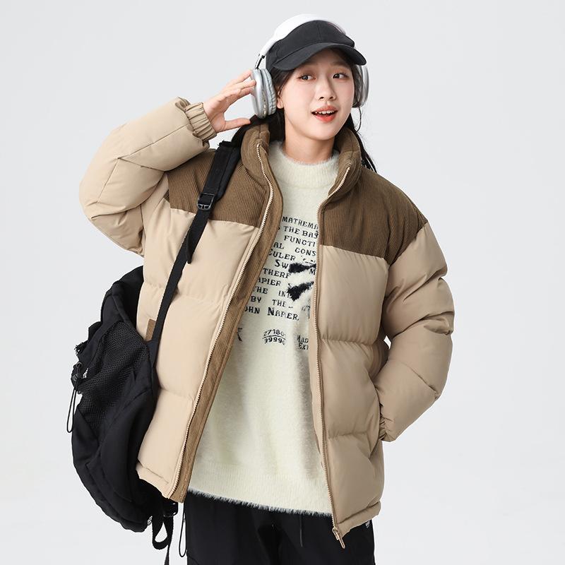 2025 парная хлопковая одежда американская вельветовая вставка воротник-стойка свободная теплая хлопковая одежда повседневная модная куртка