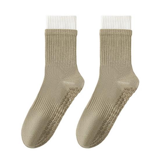 1 Pair Yoga Socks with Non-slip Gripper Breathable Moisture-Wicking Ballet Dance Fitness Pilates Athletic Gym Sports Mid-calf Socks