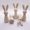 Unfinished Wooden Rabbit Crafts DIY Mini Wood Bunny Figurine Easter Blank Bunny Peg Dolls for Painting