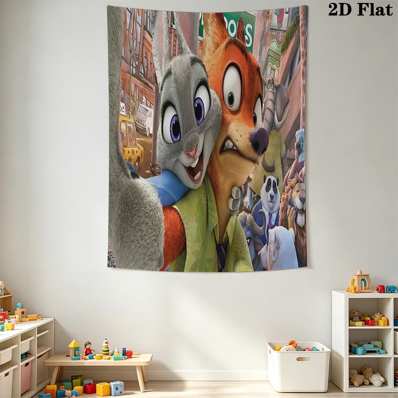 Zootopia Colorful Adventure Tapestry Fashion Print Background Cloth Atmospheric Background Cloth Background Cloth Wall Covering Decoration