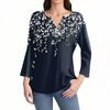 Women's T Shirt Print Button 3/4 Sleeve Daily Weekend Fashion Basic V- Neck Regular Top