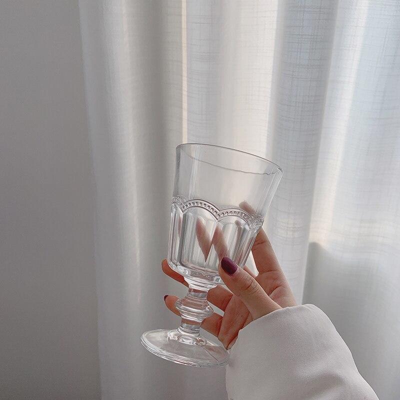 1 pcs. Glass Full Retro Atmosphere, Retro Glass Simple Relief Champagne Red Wine Glass | antique glass