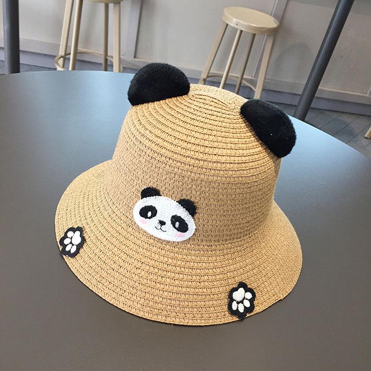 Cute Kids Sun Hat With 3D Cartoon Bear And Dinosaur Summer UV Protection Bucket Cap For Boys And Girls Straw