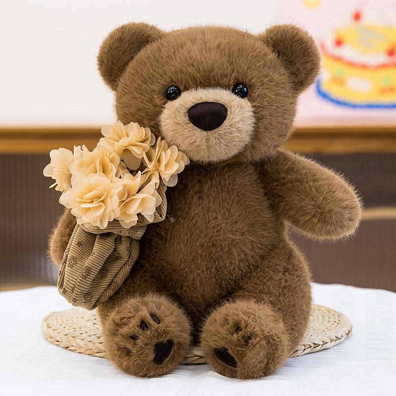 Teddy Bear Plush With Rose Decor Handmade Gift For Valentines And Friends