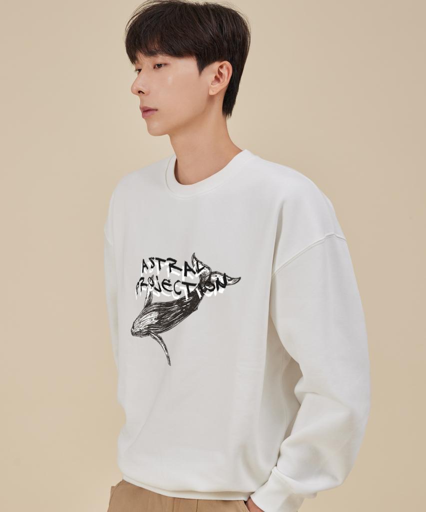ASTRAL PROJECTION Whale Loose Fit Sweatshirt_White