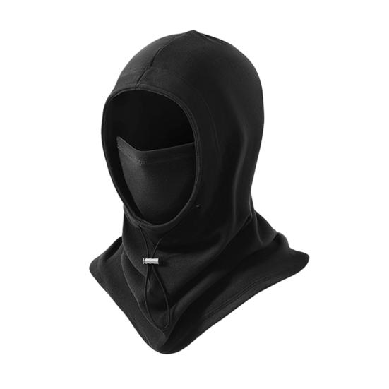 Riding Headgear Solid Color Adjustable Drawstring Windproof Winter Hat with Face Guard Elastic Fit Hat Cycling Accessory