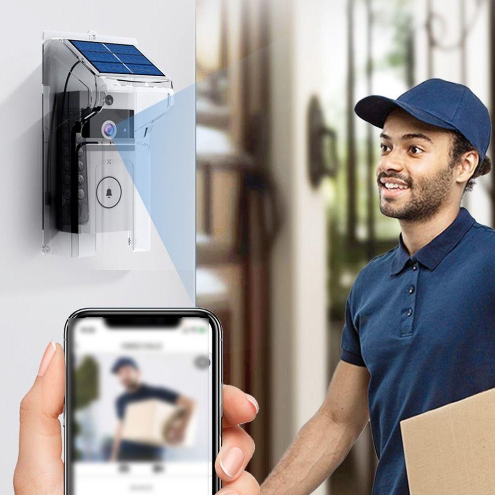 Waterproof Visual Intercom Doorbell Solar Power Front Door Camera Indoor Outdoor