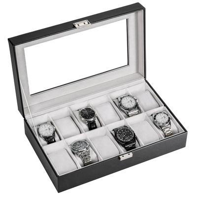 ProCase Коробка для часов на 12 ячеек, Хранение часов, Органайзер-подставка для часов, Витрина для часов со стеклянной крышкой, Мужской, Мужской кейс, Мужской,