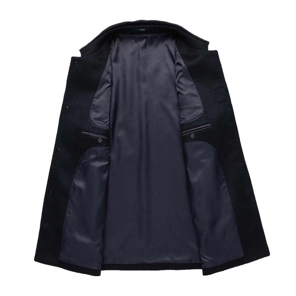 Мужское шерстяное пальто средней длины с гусиным пухом для осени и зимы - Кашемировое пальто для мужчин среднего и пожилого возраста