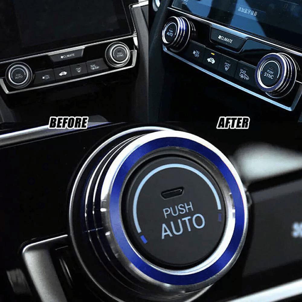 16-21 Gen Civic Interior Kit: AC Knobs, Aluminum Trim Rings, Center Console Decor