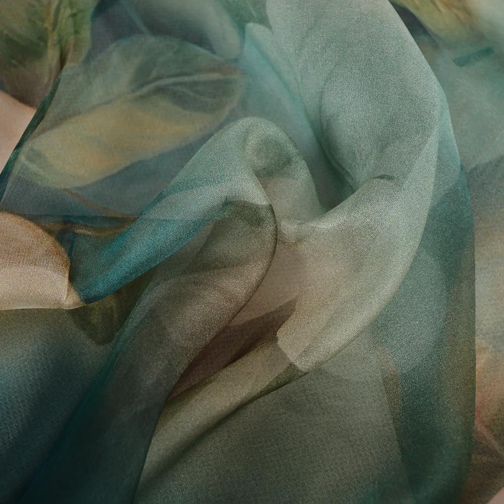 [BYSIFA] Сине-зеленый шарф-палантин из 100% шелка тутового шелкопряда, зимний цветочный дизайн, шифоновые длинные шарфы-шали, женский пляжный платок, эшарпы