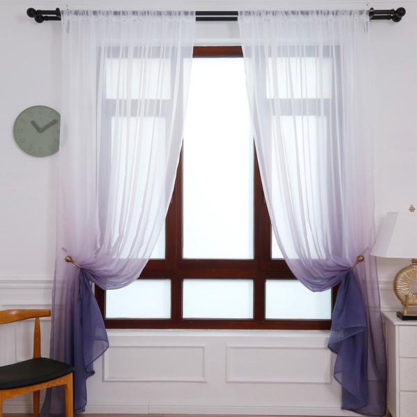 Современные градиентные цветные оконные тюлевые шторы для гостиной, спальни, занавески из органзы, вуали, украшения отеля, синие прозрачные шторы
