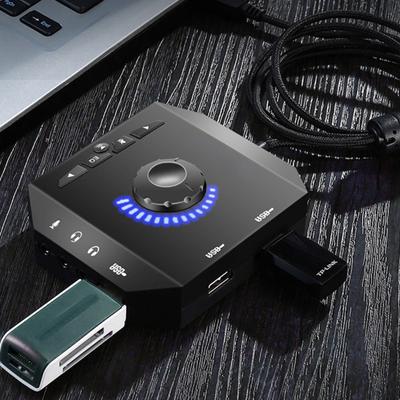 Внешний 7,1-канальный аудиоадаптер с разъемом USB2.0/3,5 мм, профессиональный компьютер, не требующий Plug-Play, внешняя звуковая карта USB для ПК, компьютера