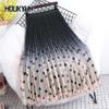 Spring Gradient Color Mesh Skirt Casual Polka Dot Pleated Skirts