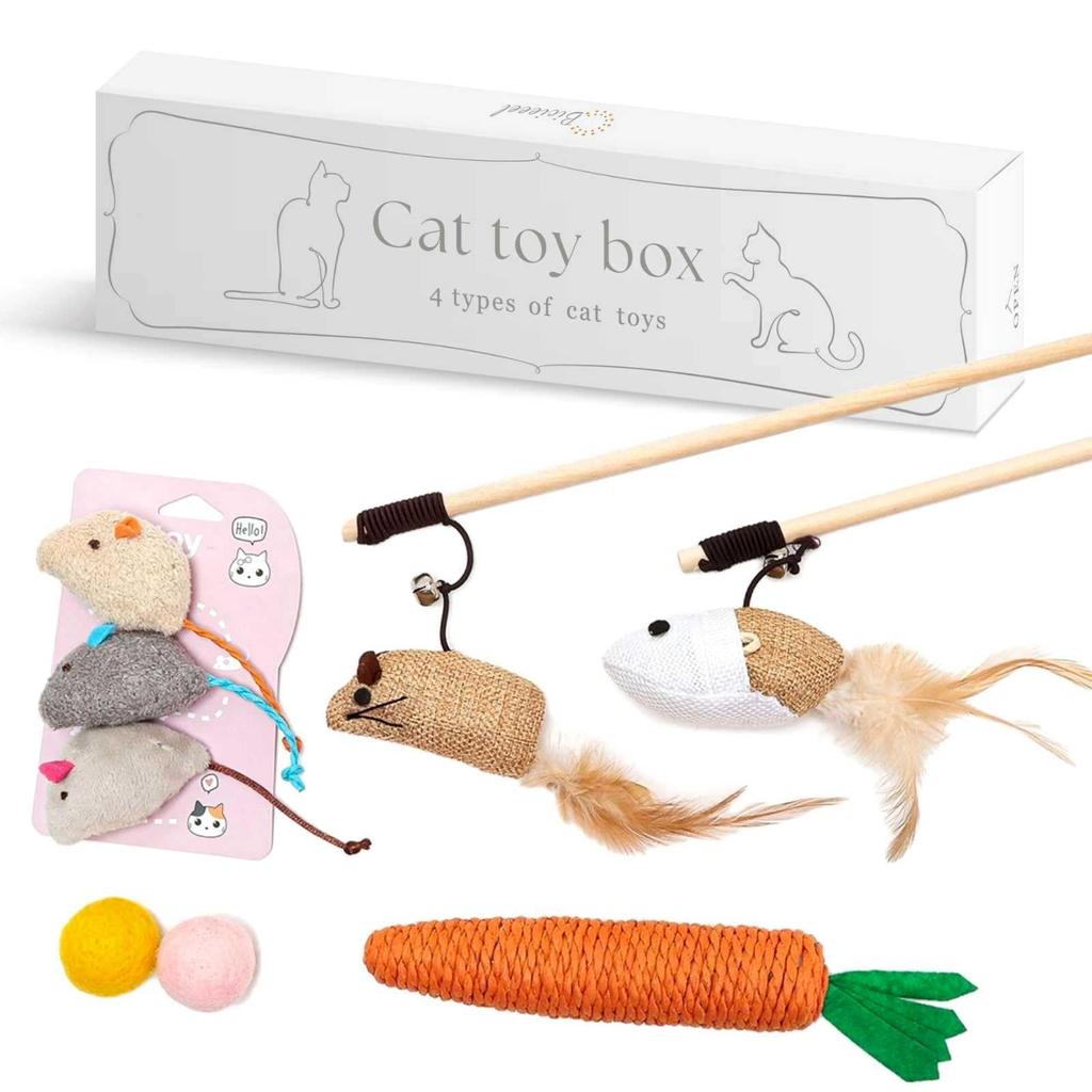 Bicieeel Cat Popular Set of 4 Playtime with Cat Plush Exercise Stress Gift Toys, 8, Types, Long-lasting Toys, Balls, Mice, Toys, Carrots, Relief,