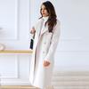 Women Winter Overcoat Turn-down Collar Pockets Pure Color Double-breasted Cardigan Loose Fit Coat
