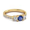 Blue Sapphire Triple Stone pave Band Ring - 925  Sterling Silver Gold Vermeil