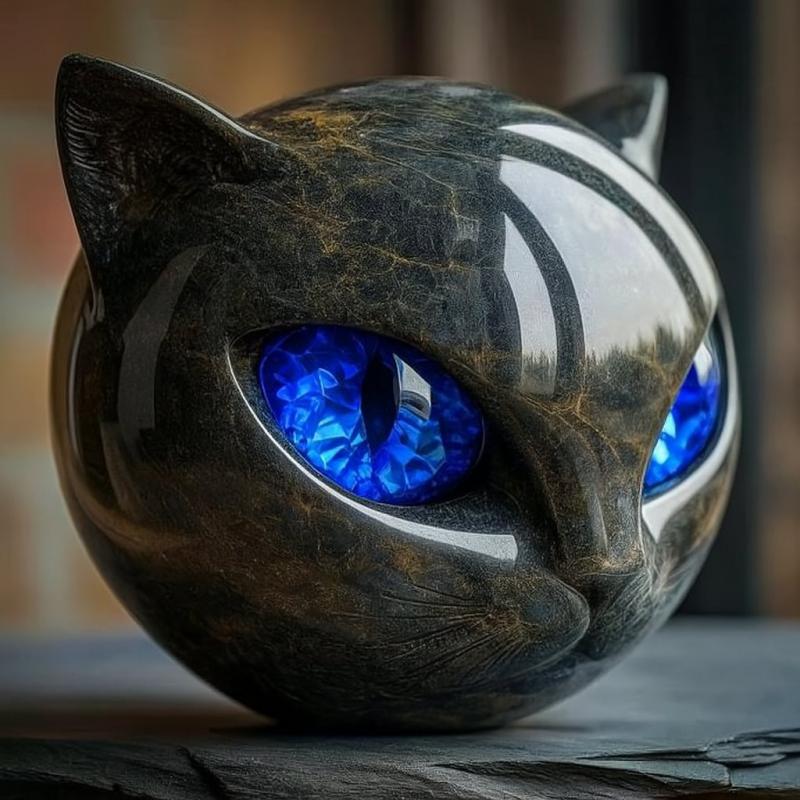 Luxury Black Cat Figurine Modern Minimalist Home Decor Synthetic Resin Craft Artwork Purple Blue Green Yellow Red Color 
