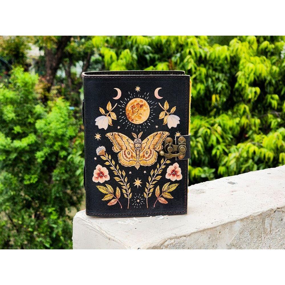 Vintage Butterfly Leather Journal Writing Notebook Sketchbook Blank Spell Book