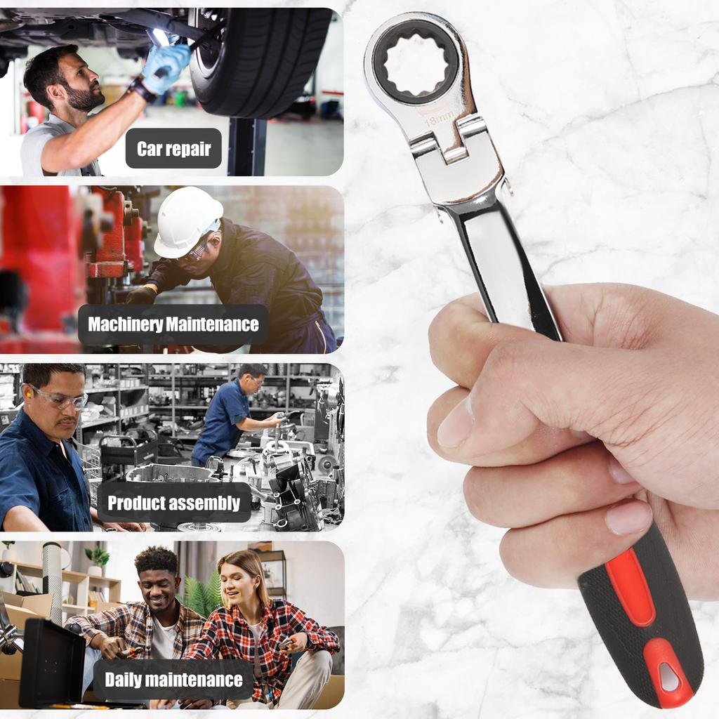 Быстрозажимной трещоточный ключ 8–19 мм Хром-ванадиевая сталь Набор трещоточных ключей 12 в 1 Трещоточный ключ с гибкой головкой Авторемонт Слесарный инструмент