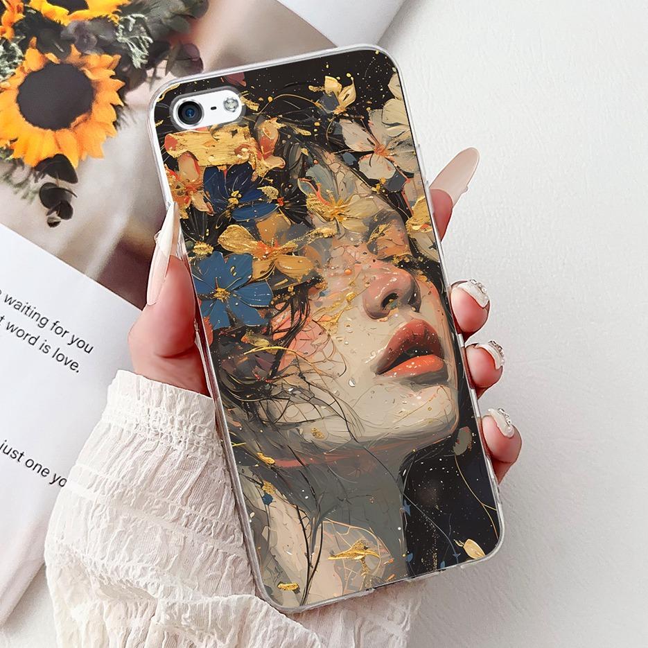 Для Apple iPhone 5 5S Чехол iPhoneSE Роскошный Чехол с Рисунком Цветов Мягкий Силиконовый Чехол для Телефона Для iPhone SE 2020 2022 iPhone5 Fundas