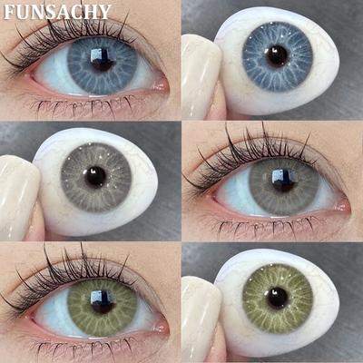 FUNSACHY 1 пара цветных глаз, синие линзы, корейские натуральные линзы, цветные контактные линзы, серые глаза, мягкий красивый зрачок, ежегодное использование