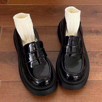 Японские туфли из кожи в стиле колледжа, осень 2025 года, новые универсальные туфли-лоферы с одной педалью и кексовой платформой, женская одинарная обувь, тренд