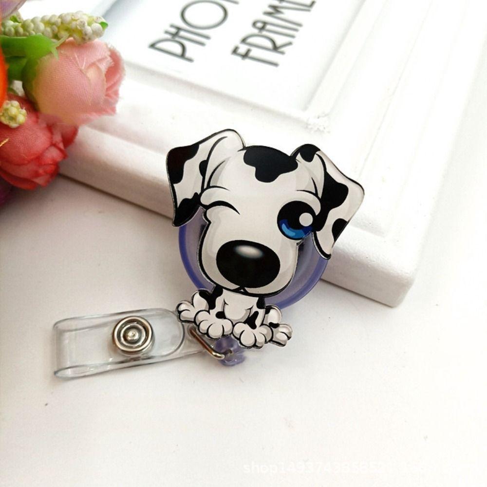 Cat Puppy Dog Badge Holder Cartoon Animals Easy Pull Buckle Nurse Badge Reel Doctor Students