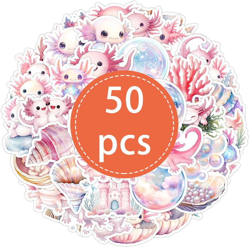 Высококачественные 50 шт. Превосходные Розовые Высококачественные Аксолотль Высококачественные Наклейки Первоклассные Милые Превосходного Качества Мультяшные Высококачественные Саламандры