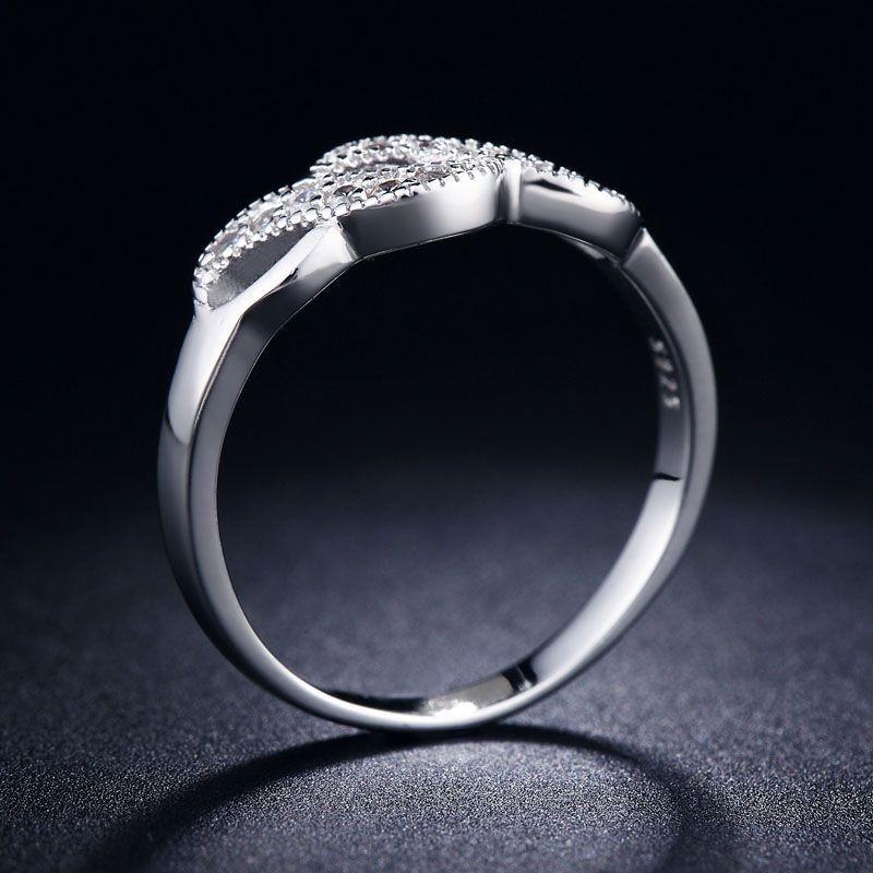 Fashionable Double Spiral Design Ring With Zirconia Inlaid White Gold Plated Women's Jewelry