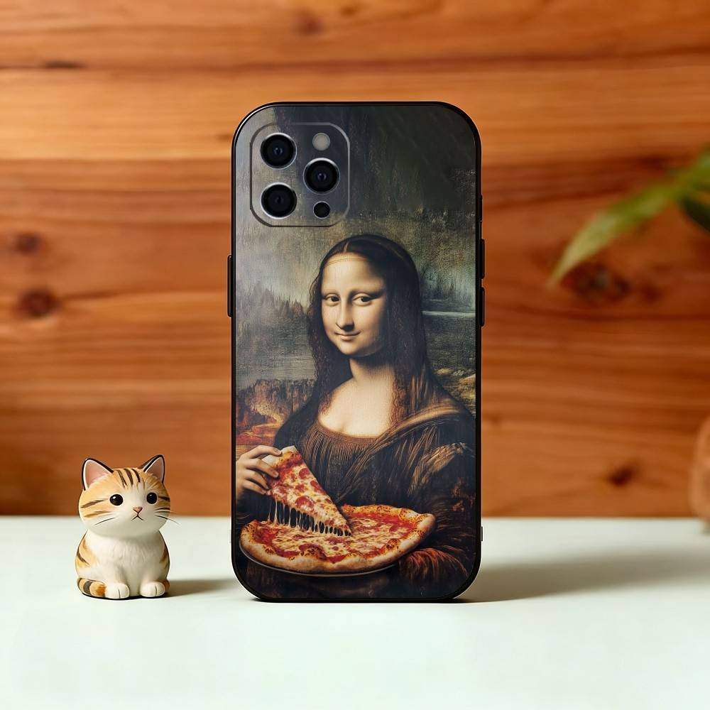 Забавный чехол для телефона с изображением M-Mona L-Lisa для iPhone 17, 16, 15, 14, 13, 12, 11 Plus, Pro Max, Других Мягкий черный чехол