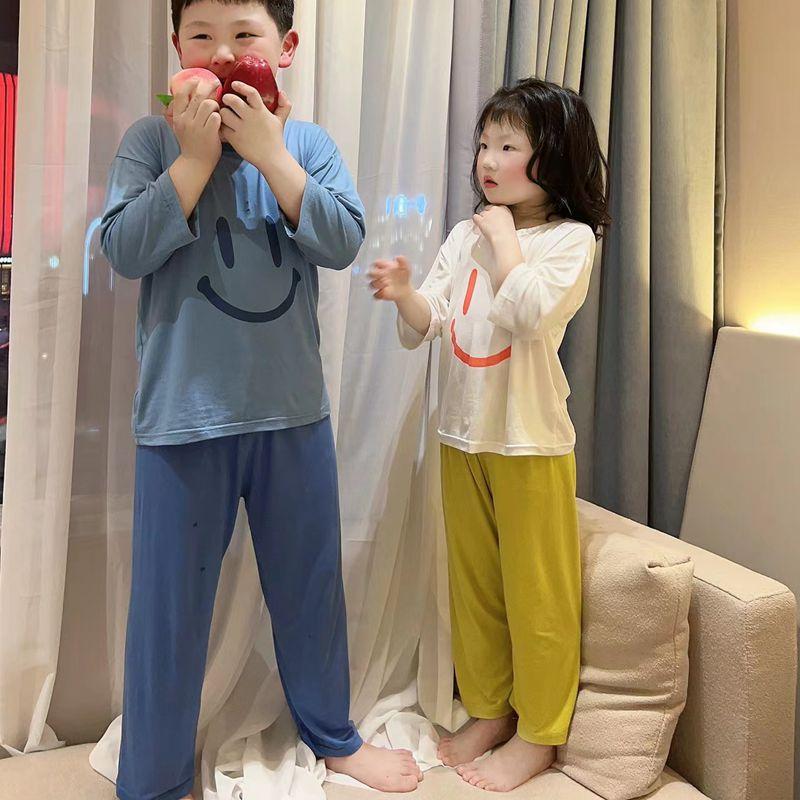Summer Children's Pajamas Seven Points Cuff Loose Air Conditioning Clothing Boys and Girls Home Wear