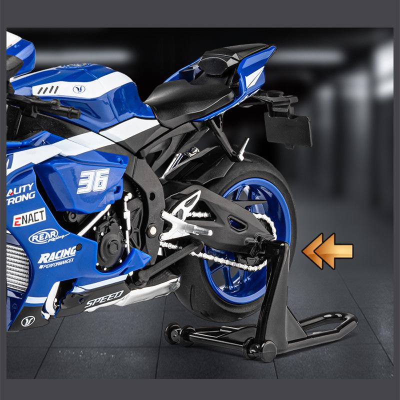 1/12 Yamaha YZF-R1M Alloy Racing Motorcycle Model Diecast Street Sports Motorcycle Model Simulation Sound and Light Детские игрушки Подарок