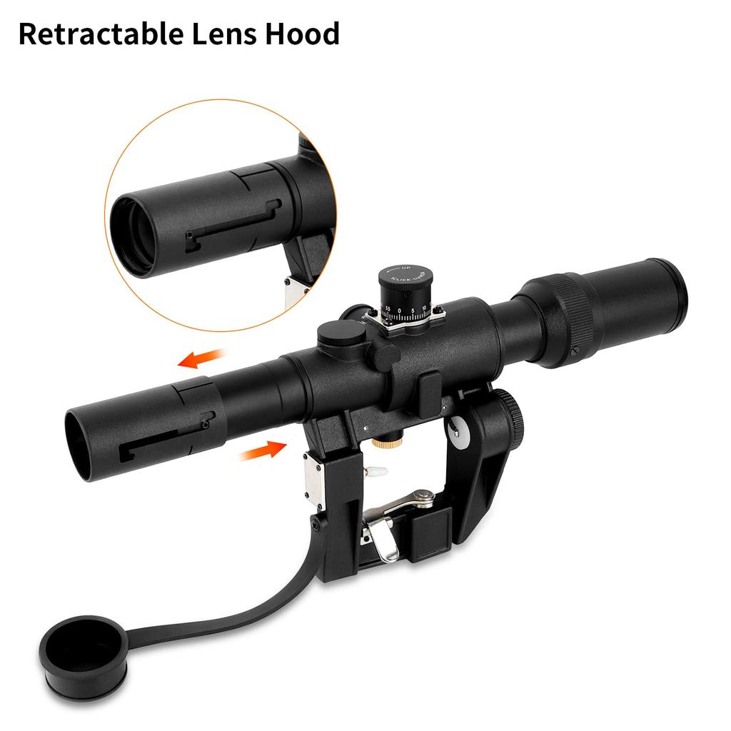 Оптический прицел FOCUHUNTER 3-9X26 SVD для Драгунова АК, FFP, Тактический прицел, Первая фокальная плоскость, Боковое крепление, Сетка PSO-1 Черно-красная, Выдвижная бленда,