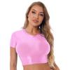 Women’s Sexy Metallic Crop Top Short Sleeves Tank Top Bustier for Dance Club Rave