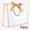 10pcs Large Bow Tote Bag, White Large Capacity Paper Thanksgiving, Birthday Gift Simple Solid Color Shopping Bag